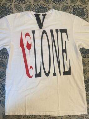 Vlone x Palm Angels Red Flame V Logo T-Shirt White